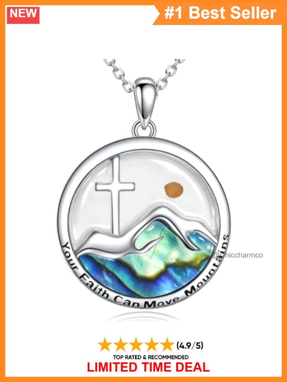Sterling Silver Mustard Seed Necklace Faith Pendant 18+2in Chain